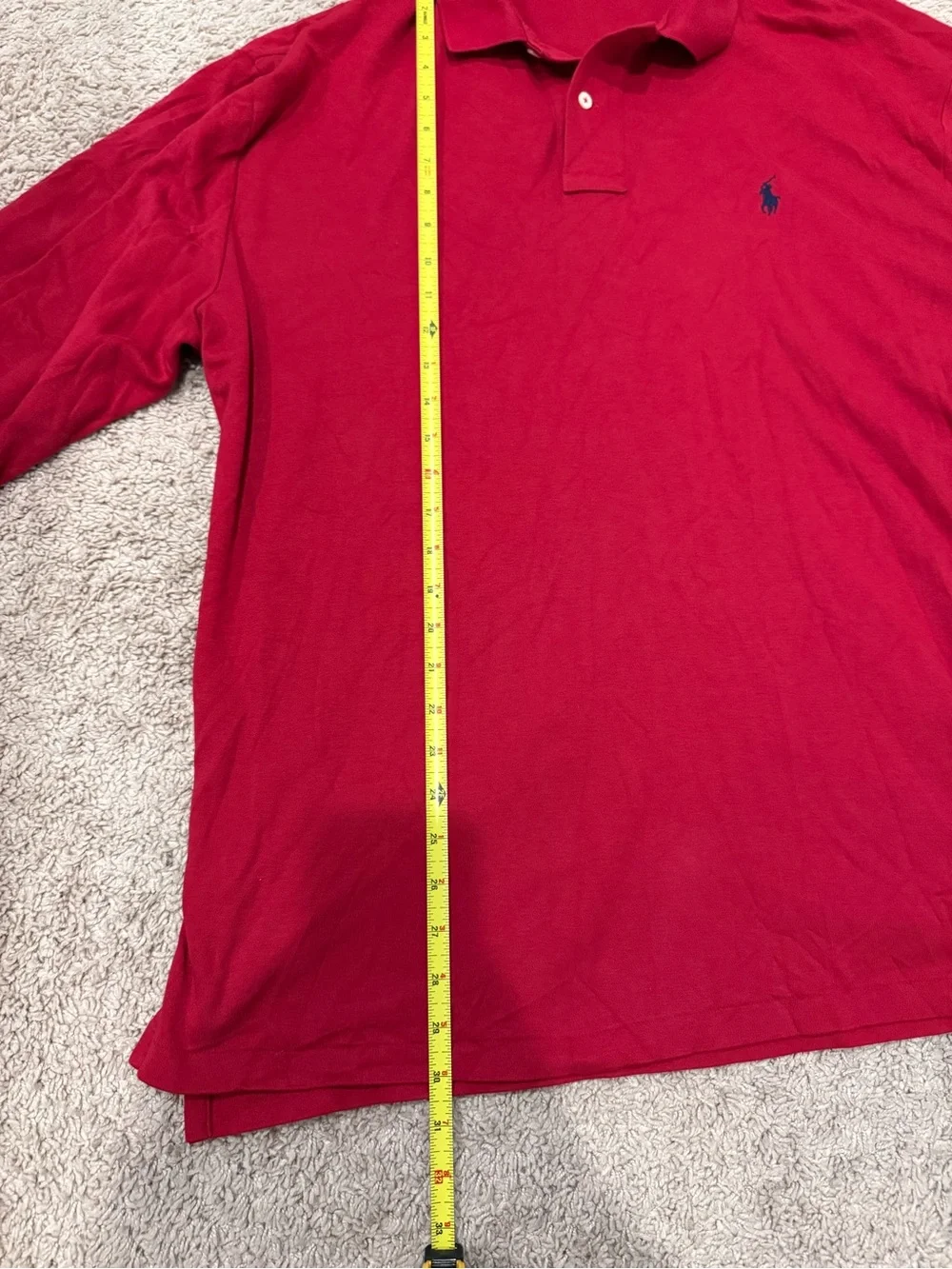 Polo Ralph Lauren Mens XL Long Sleeve Polo Shirt Red Blue Pony 100% Cotton